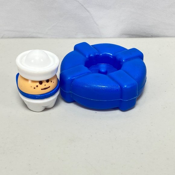 Vintage Toddle Tots Little Tikes Navy Sailor Figure Toy With Blue Raft - Picture 2 of 10